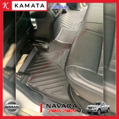 Thảm lót sàn ô tô 5D Nissan Navara 2015-2023 đúc nguyên khối TPV (3 tấm/Bộ)