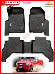 Thảm lót sàn ô tô 5D Chevrolet Colorado 2012-2023 đúc nguyên khối TPV (3 tấm/Bộ)