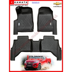 Thảm lót sàn ô tô 5D Chevrolet Colorado 2012-2023 đúc nguyên khối TPV (3 tấm/Bộ)