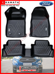 Thảm lót sàn ô tô Ford Ecosport 2018 - 2022 đúc nguyên khối TPE,TPV (3 tấm/Bộ)