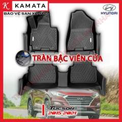 Thảm lót sàn ô tô Hyundai Tucson 2015-2021 đúc nguyên khối TPV tràn bậc viền cửa ( 1 bộ/3 tấm)