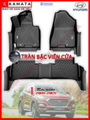 Thảm lót sàn ô tô Hyundai Tucson 2015-2021 đúc nguyên khối TPV tràn bậc viền cửa ( 1 bộ/3 tấm)