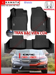 Thảm ô tô lót sàn Honda Civic gen 10 2015 - 2021 đúc nguyên khối TPV (3 tấm/Bộ)