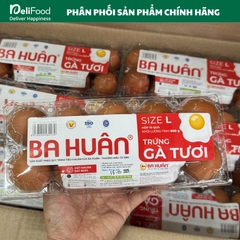 Trứng gà tươi Ba Huân size L - hộp 10 quả - Diệt khuẩn 99,9%