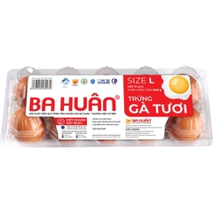 Trứng gà tươi Ba Huân size L - hộp 10 quả - Diệt khuẩn 99,9%