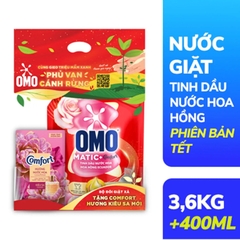 OMO Nước giặt Matic chuyên gia cửa trên Comfort hương hoa hồng Ecuador - Túi 3,6kg