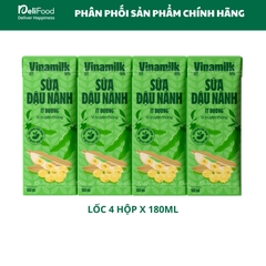 Sữa đậu nành Vinamilk vị truyền thống ít đường - Hộp 180ml