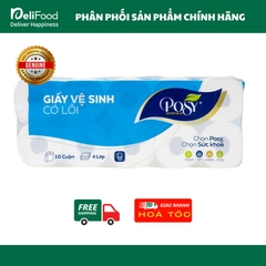 Giấy vệ sinh Có lõi Posy 4 lớp - Túi 10 cuộn