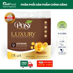 Giấy vệ sinh cao cấp Posy Luxury 4 lớp - Túi 9 cuộn