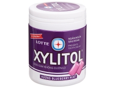 Kẹo gum không đường Lotte Xylitol hương Blueberry Mint hũ 130.5g