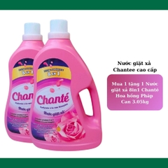 Nước giặt xả Chante cao cấp Hương hoa hồng Ohara Pháp - Can lớn - Mua 1 tặng 1