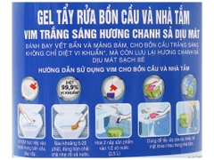 VIM tẩy bồn cầu và nhà tắm trắng sáng mùi dịu nhẹ hương chanh sả - chai 870ml