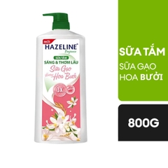 Hazeline sữa tắm sáng và thơm lâu hương sữa gạo & hoa bưởi - chai 800g