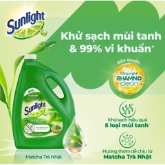 Sunlight nước rửa bát khử mùi tanh matcha Nhật - can 3.5L