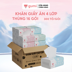 Thùng 16 gói giấy ăn Gumi Cao cấp - 300 tờ/gói