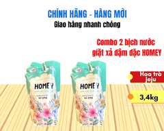 Nước giặt xả đâm đặc Homey hương hoa trà Jeju - túi 3,3L ( mua 1 tặng 1)