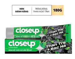 Kem đánh răng Closeup Than Tre+ Bạc hà- hộp 180g