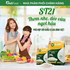 Gạo ST21 chính hãng A AN túi 5kg - Thơm ngon thượng hạng, dẻo vừa, ngọt hậu