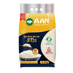 Gạo ST25 chính hãng A AN Túi 5kg - Đặc sản Sóc Trăng gạo ngon số 1 thế giới