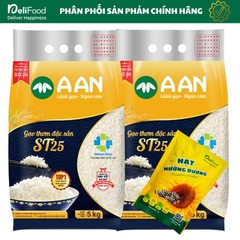 Gạo ST25 chính hãng A AN Túi 5kg - Đặc sản Sóc Trăng gạo ngon số 1 thế giới