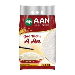 Gạo Thơm chính hãng A AN túi 5kg - Gạo Tám Thơm chuẩn gạo ngon Việt Nam, dẻo vừa, làm cơm chiên