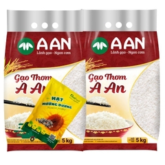 Gạo Thơm chính hãng A AN túi 5kg - Gạo Tám Thơm chuẩn gạo ngon Việt Nam, dẻo vừa, làm cơm chiên