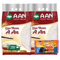 Gạo Thơm chính hãng A AN túi 5kg - Gạo Tám Thơm chuẩn gạo ngon Việt Nam, dẻo vừa, làm cơm chiên