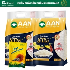 Gạo ST25 chính hãng A AN Túi 3kg - Gạo dẻo thơm ngon số 1 thế giới