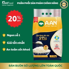 Gạo ST25 chính hãng A AN Túi 5kg - Đặc sản Sóc Trăng gạo ngon số 1 thế giới
