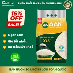 Gạo ST21 chính hãng A AN túi 5kg - Thơm ngon thượng hạng, dẻo vừa, ngọt hậu