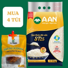 Gạo ST25 chính hãng A AN Túi 5kg - Đặc sản Sóc Trăng gạo ngon số 1 thế giới