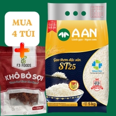 Gạo ST25 chính hãng A AN Túi 5kg - Đặc sản Sóc Trăng gạo ngon số 1 thế giới