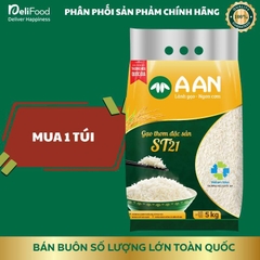 Gạo ST21 chính hãng A AN túi 5kg - Thơm ngon thượng hạng, dẻo vừa, ngọt hậu