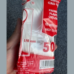 Muỗng Nhựa PP 150mm | Gói 50 Cái | Muỗng Dùng 1 Lần | UKP Cao Cấp | Chuẩn ISO HACCP