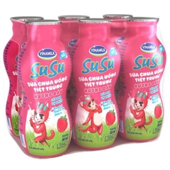 Sữa Chua Uống Tiệt Trùng Susu Hương Dâu Vinamilk 6x80ml – Ngon thơm, bé mê tít
