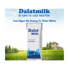 Sữa tươi tiệt trùng Dalat milk ít đường  - Hộp 180ml