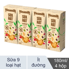 SỮA HẠT 9 LOẠI HẠT VINAMILK ít đường - Hộp 180ml