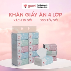 Xách 10 gói giấy ăn 4 lớp Gumi cao cấp - 300 tờ/gói