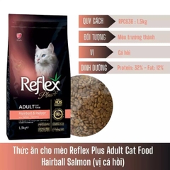 Thức ăn hạt cho mèo - Reflex Plus - HairBall - Vị Cá hồi - 1,5kg