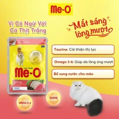 Thức ăn ướt Me-O túi vị cá ngừ với cá thịt trắng