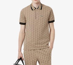 Áo Polo Lacoste Nam Monogram Dáng Classic Cổ Điển DH1417-00-6IR Màu Nâu