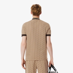 Áo Polo Lacoste Nam Monogram Dáng Classic Cổ Điển DH1417-00-6IR Màu Nâu