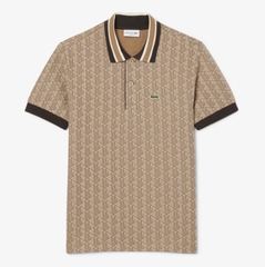 Áo Polo Lacoste Nam Monogram Dáng Classic Cổ Điển DH1417-00-6IR Màu Nâu