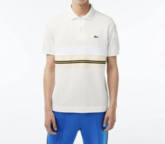 Áo Polo Lacoste Nam Phối Sọc Dáng Classic Cổ Điển PH1132-00-70V Màu Trắng Kem