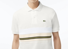 Áo Polo Lacoste Nam Phối Sọc Dáng Classic Cổ Điển PH1132-00-70V Màu Trắng Kem