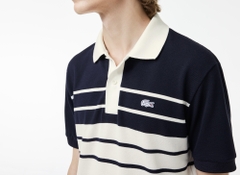 Áo Polo Lacoste Nam Made in France Dáng Classic Cổ Điển PH8135-00-GA3 Màu Trắng Phối Xanh