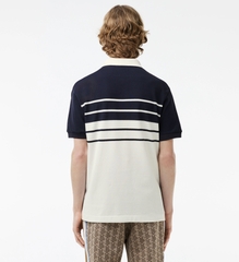Áo Polo Lacoste Nam Made in France Dáng Classic Cổ Điển PH8135-00-GA3 Màu Trắng Phối Xanh