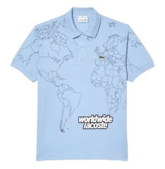 Áo Polo Lacoste Nam Bản Đồ Dáng Classic Cổ Điển PH8046-00-HBP Màu Xanh Da Trời