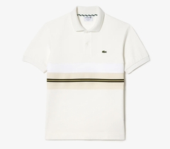 Áo Polo Lacoste Nam Phối Sọc Dáng Classic Cổ Điển PH1132-00-70V Màu Trắng Kem