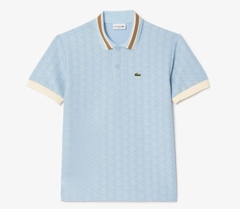 Áo Polo Lacoste Nam Monogram Dáng Classic Cổ Điển DH1417-00-WB5 Màu Xanh Da Trời
